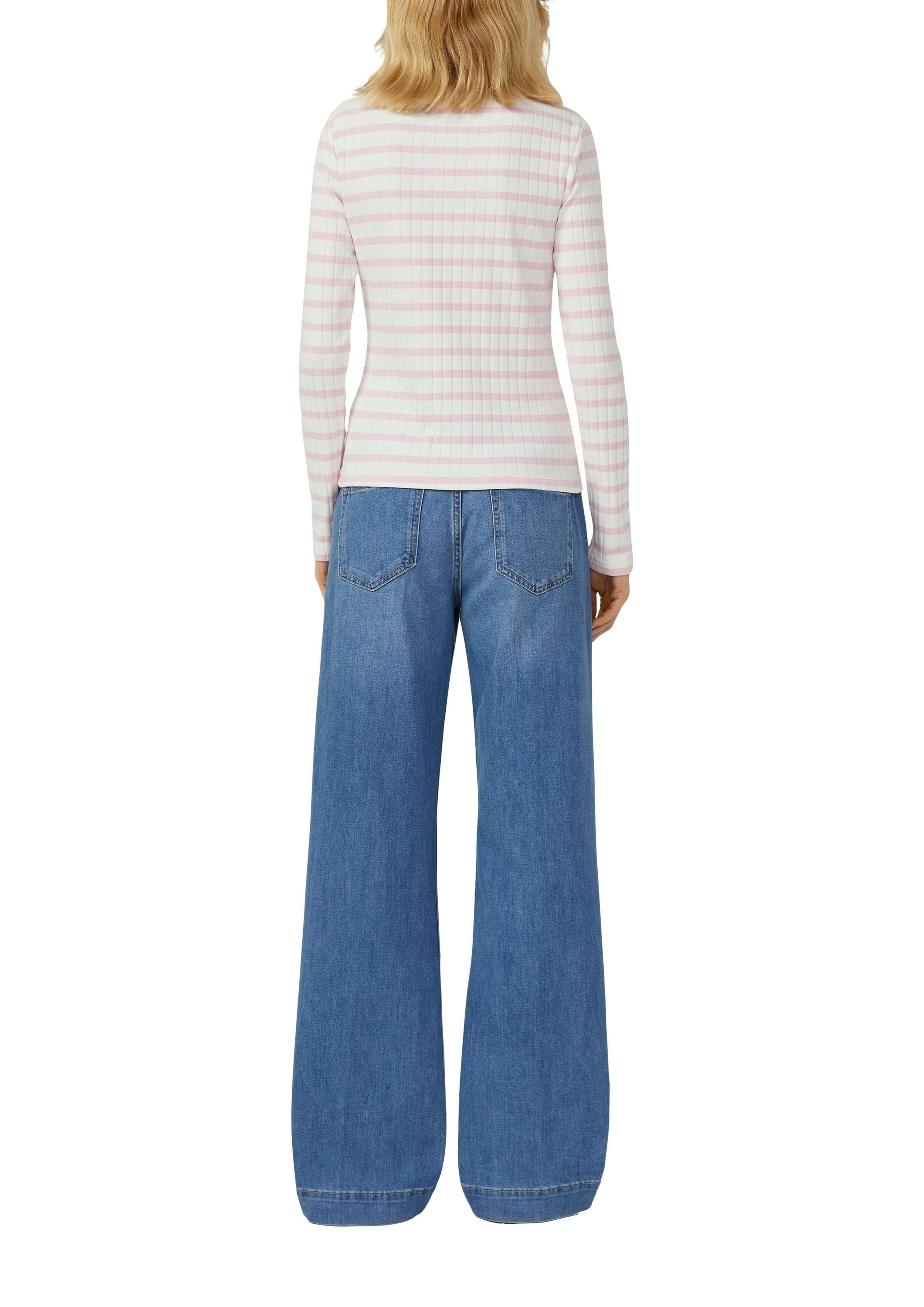 Langarmshirt gestreift in Slim Fit - 41G9-LILAC/PINK - Pink