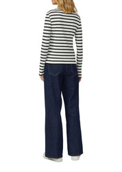 Langarmshirt gestreift in Slim Fit - 99G9-GREY/BLACK - Schwarz