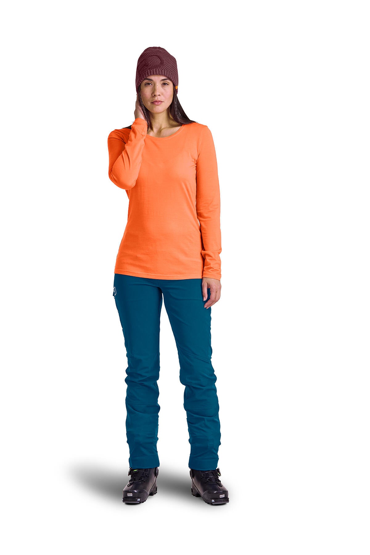 Langarmshirt aus Wolle - 32201-coral - Orange