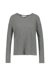 Oversized Langarmshirt aus Bio-Baumwolle - 1648-black-oatmilk - Weiß | Schwarz