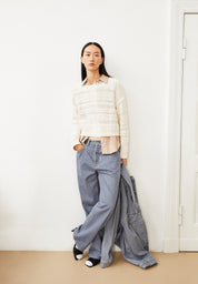 Strickpullover Loose Fit - 3069-light oatmilk - Creme