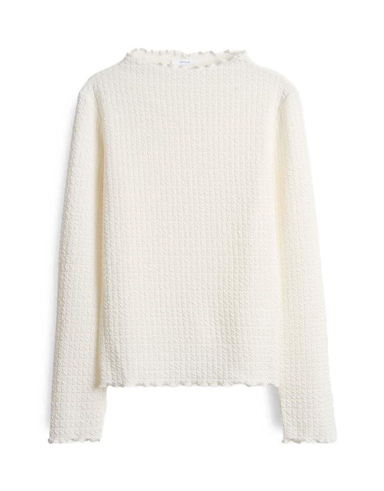 Langarmshirt strukturiert - 1004-milk - Weiß