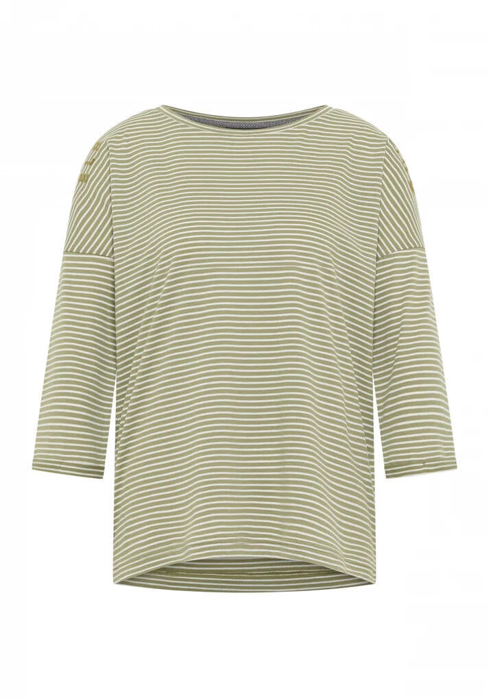 Langarmshirt VEERA Loose Fit - 0144-Green Leaf_Cloud White_st - Grün