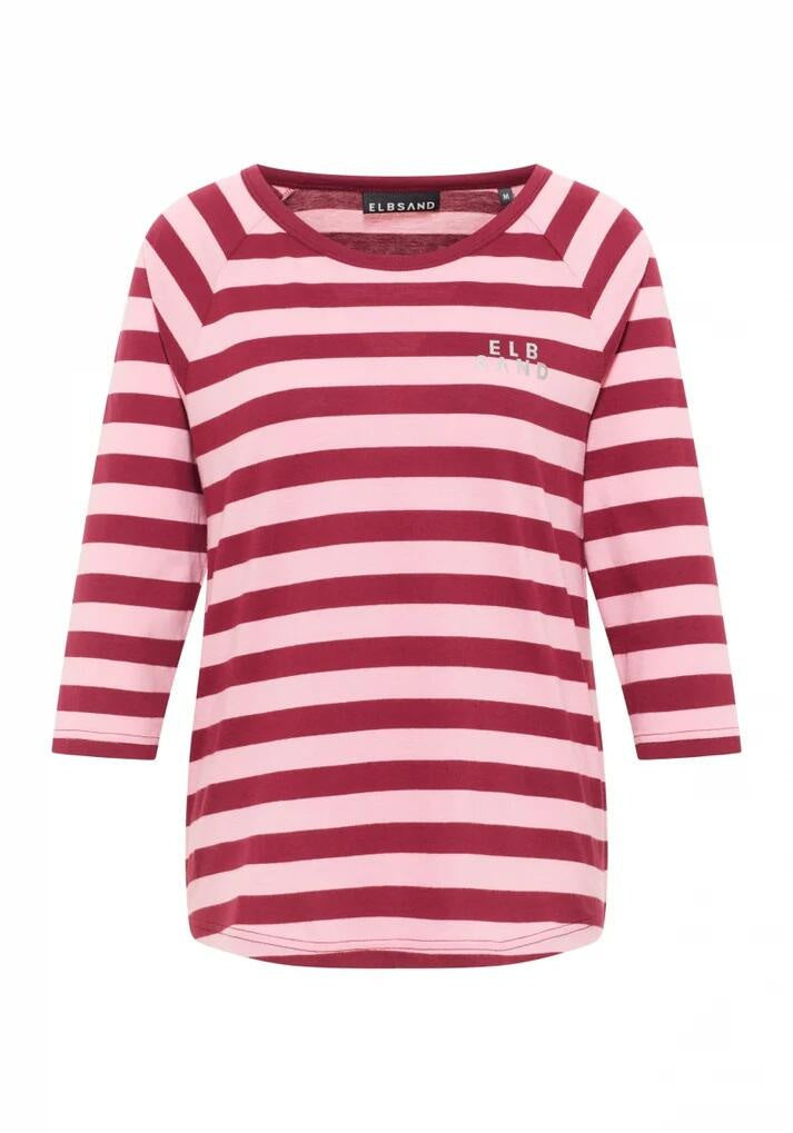 Langarmshirt CELIN aus Baumwollmix - 093-Ruby + Shell Pink Stripe - Violett
