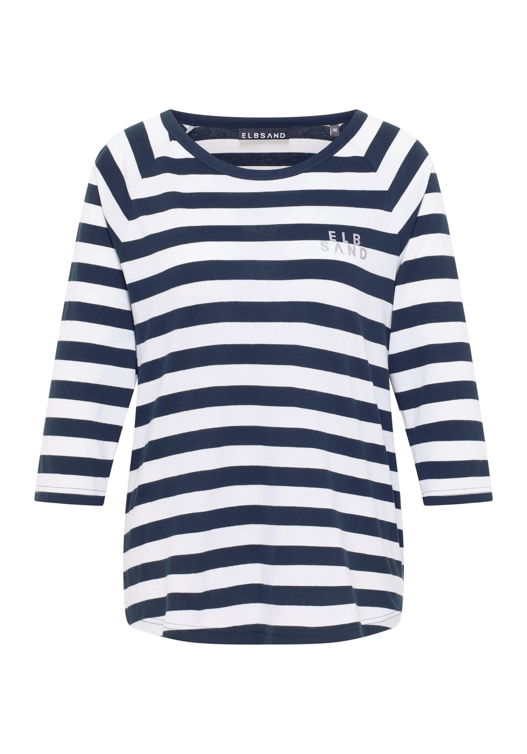 Langarmshirt CELIN aus Baumwollmix - 094-Coldwater + Cloud White St - Blau | Weiß