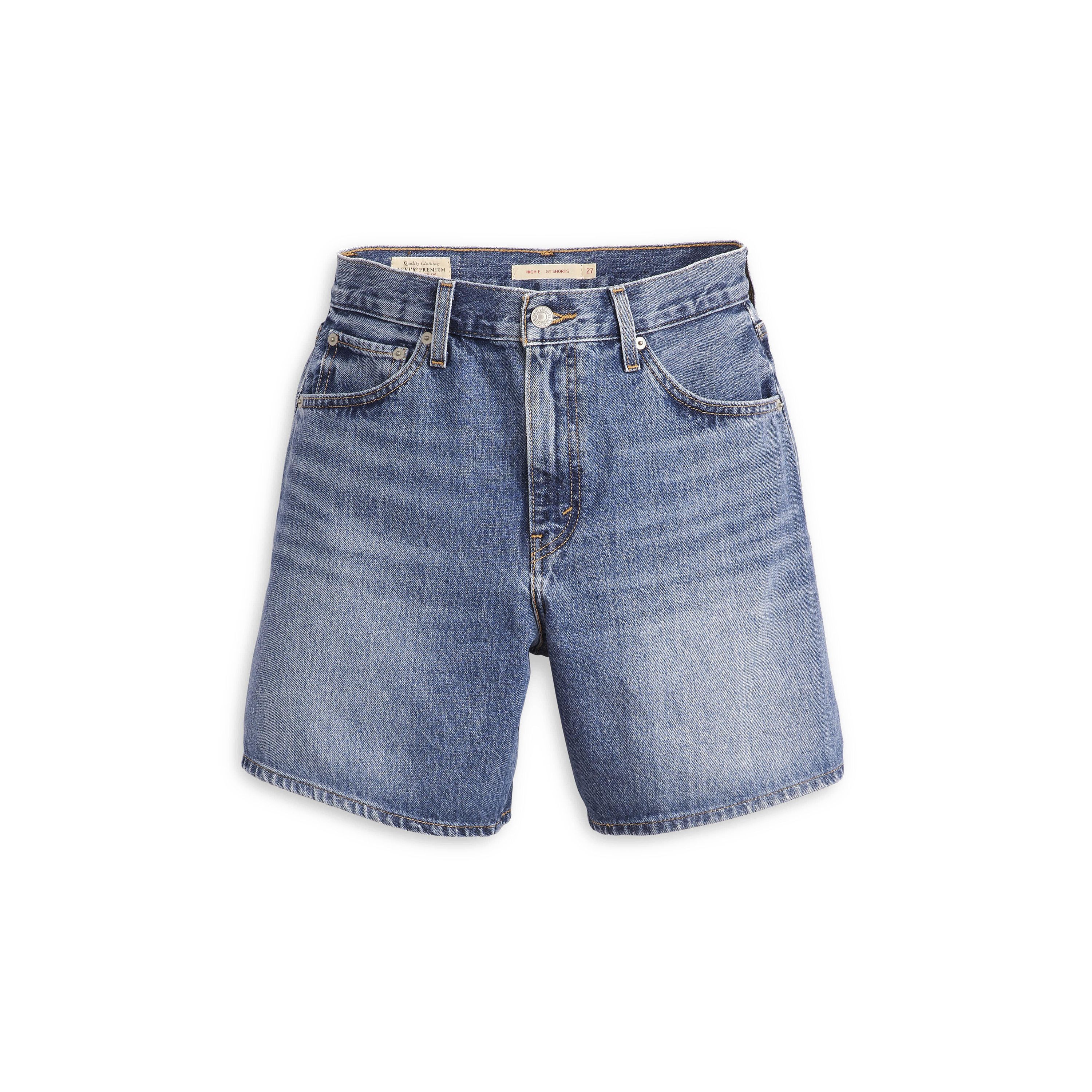 Jeansshorts High Waist aus Baumwolle Baggy - 05 - Blau