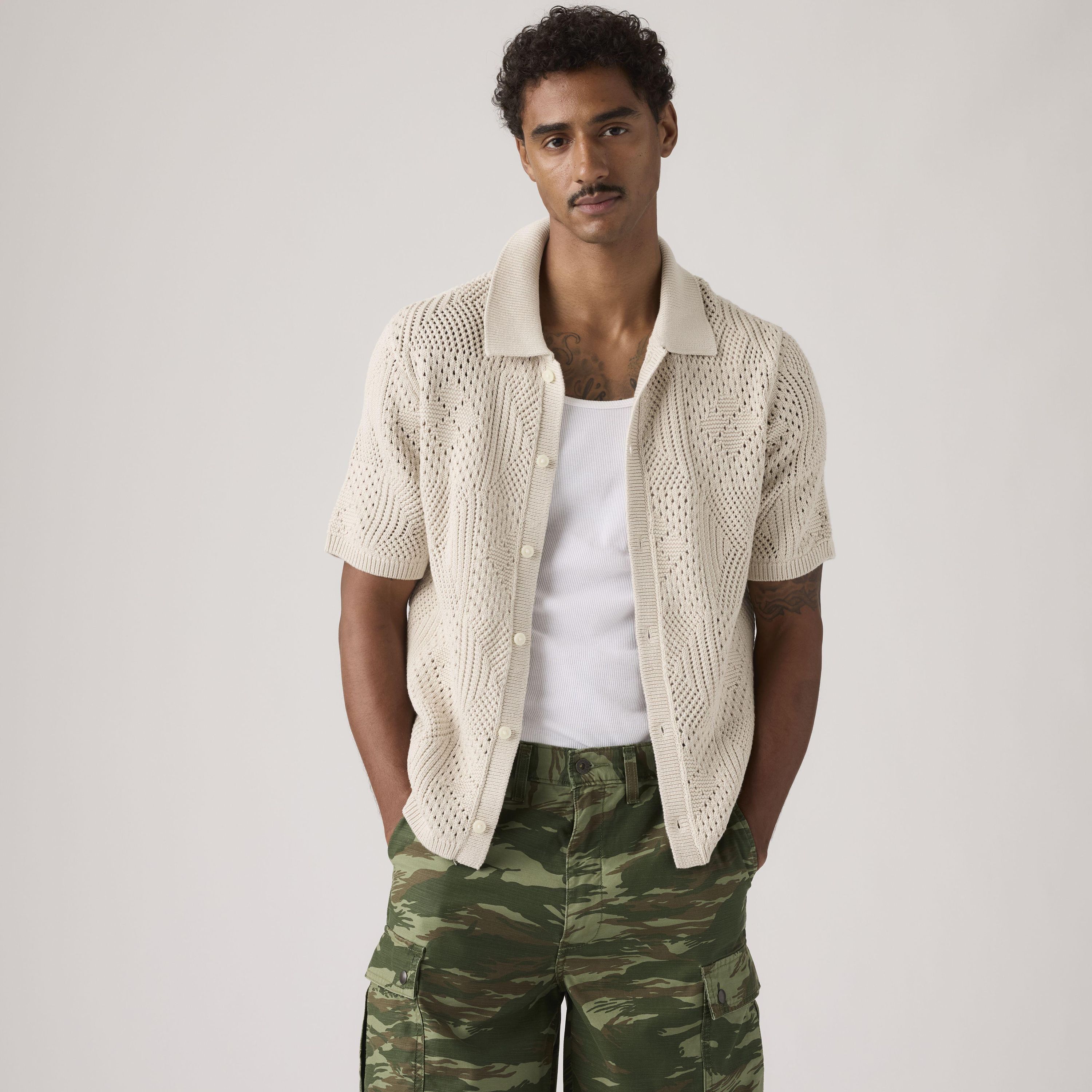 Strickhemd aus Baumwolle - 06 - Beige