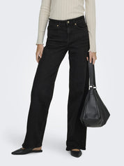 Jeans Wide Leg - Washed Black - Schwarz