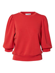 Sweatshirt mit Puffärmeln - Flame Scarlet - Rot