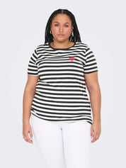 T-Shirt aus Baumwolle - Phantom/Cloud dancer w. red em - Blau