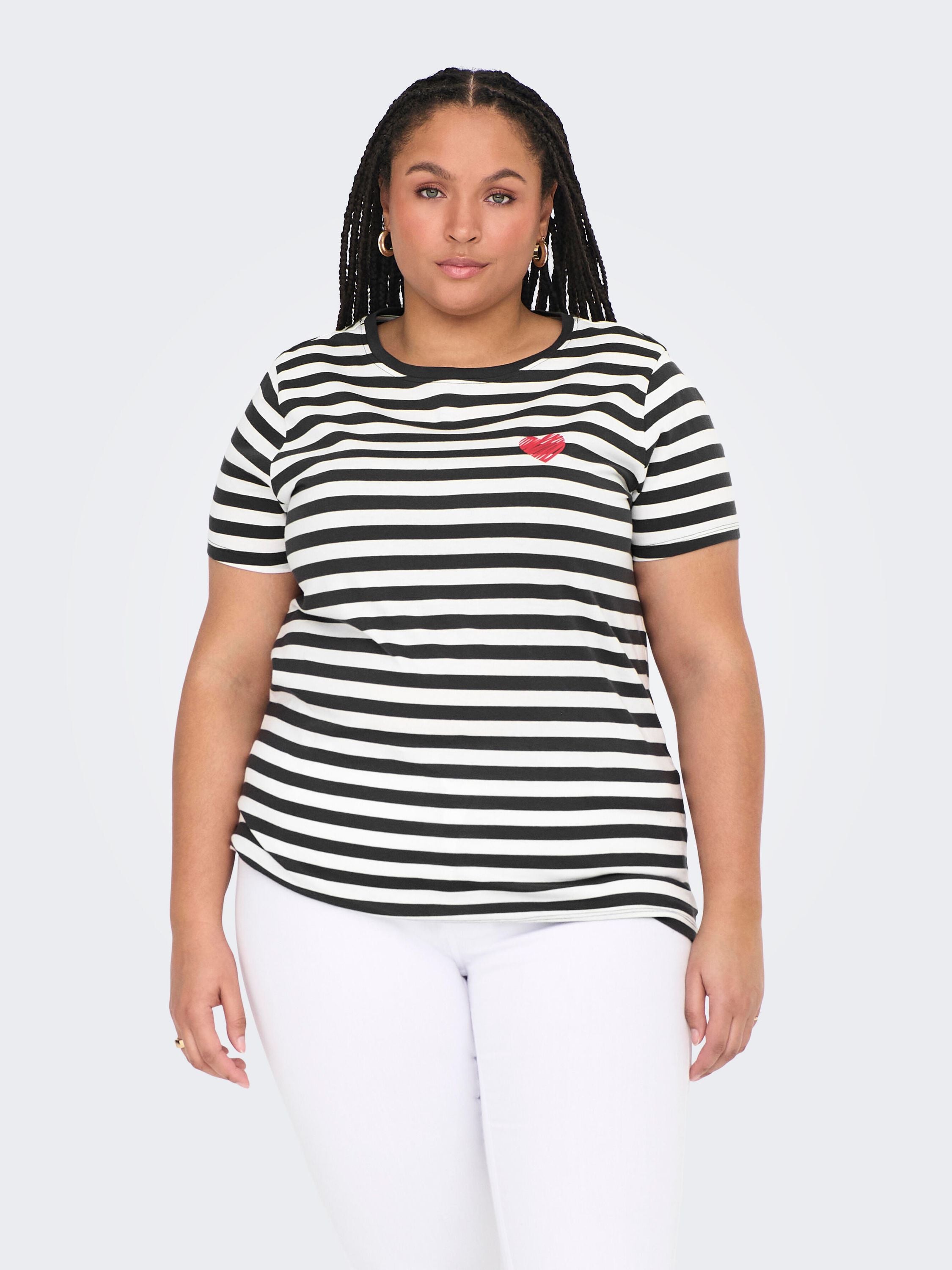 T-Shirt aus Baumwolle - Phantom/Cloud dancer w. red em - Blau