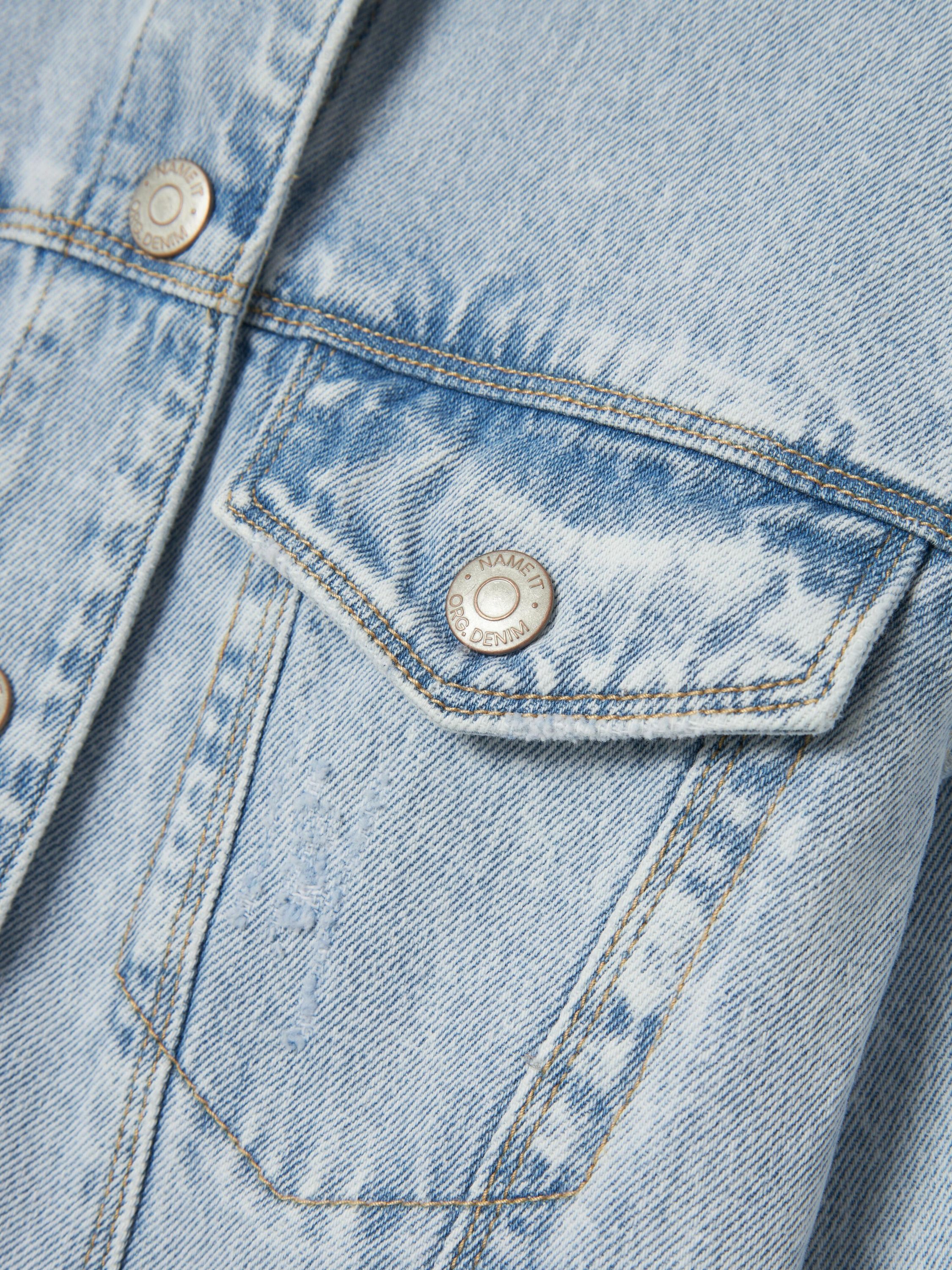 Jeansjacke aus Baumwolle - Light Blue Bleached Denim - Blau