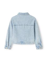 Jeansjacke aus Baumwolle - Light Blue Bleached Denim - Blau