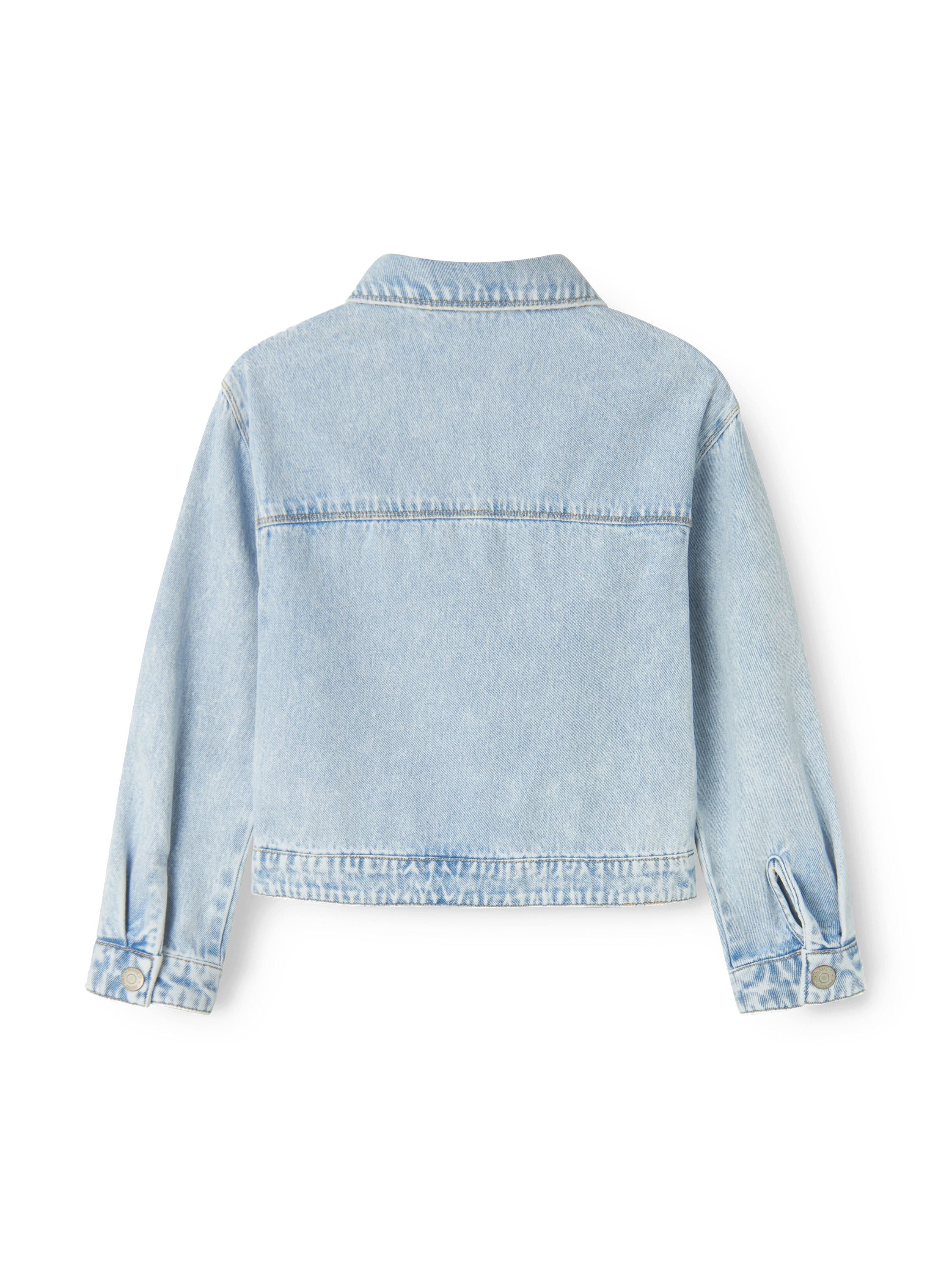 Jeansjacke aus Baumwolle - Light Blue Bleached Denim - Blau