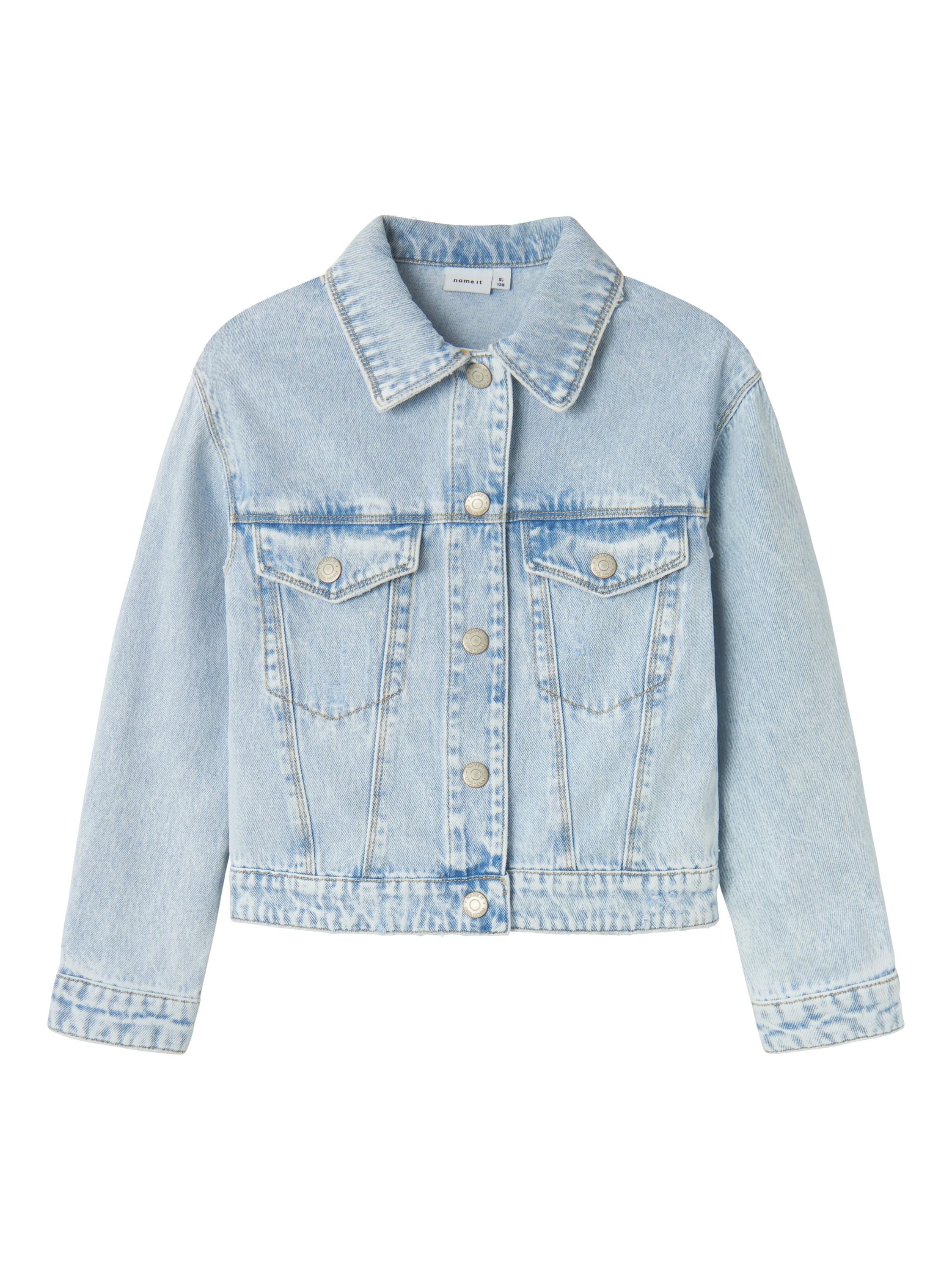 Jeansjacke aus Baumwolle - Light Blue Bleached Denim - Blau