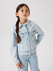 Jeansjacke aus Baumwolle - Light Blue Bleached Denim - Blau