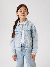 Jeansjacke aus Baumwolle - Light Blue Bleached Denim - Blau