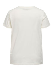 T-Shirt aus Baumwolle - Cloud Dancer/LEO HEARTS - Creme