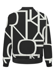 Bomberjacke gemustert mit Stehkragen - Black/MARITIME GREAT LOGO - Schwarz