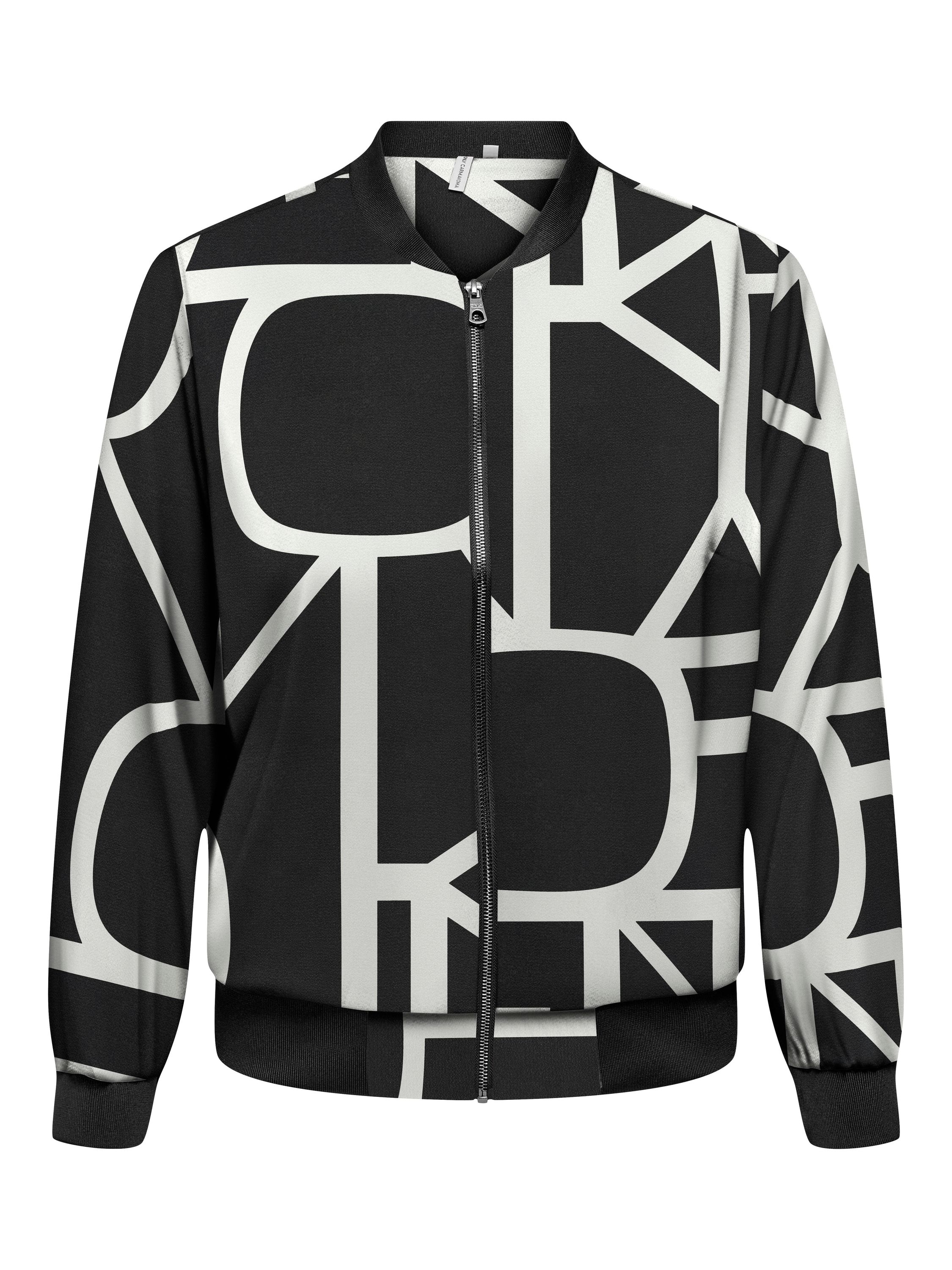 Bomberjacke gemustert mit Stehkragen - Black/MARITIME GREAT LOGO - Schwarz