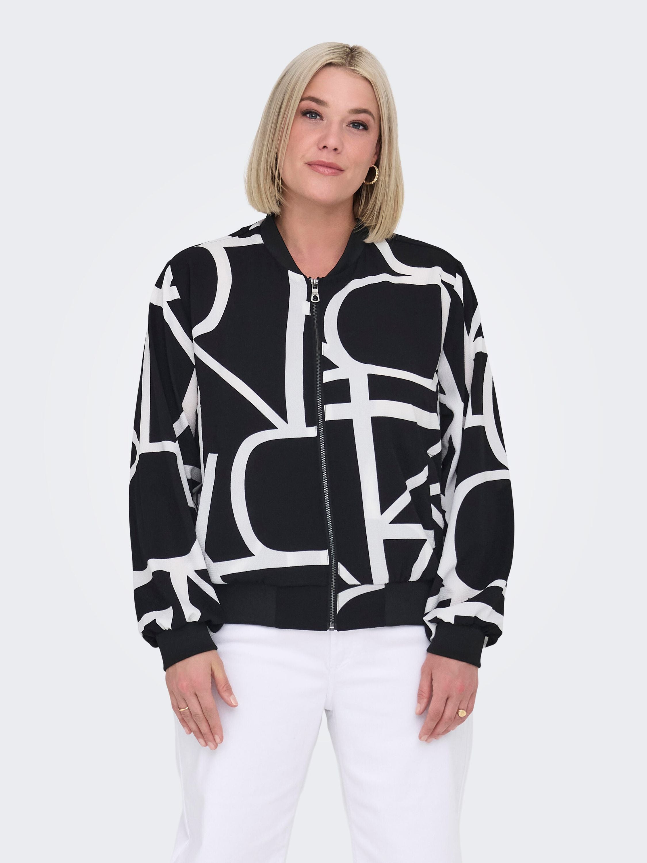 Bomberjacke gemustert mit Stehkragen - Black/MARITIME GREAT LOGO - Schwarz