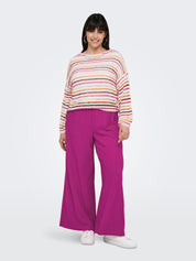 Strickpullover gestreift - Cloud Dancer/Ballad B/Total E/ - Weiß