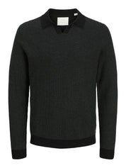 Strickpullover V-Neck - Dark Grey Melange - Grau