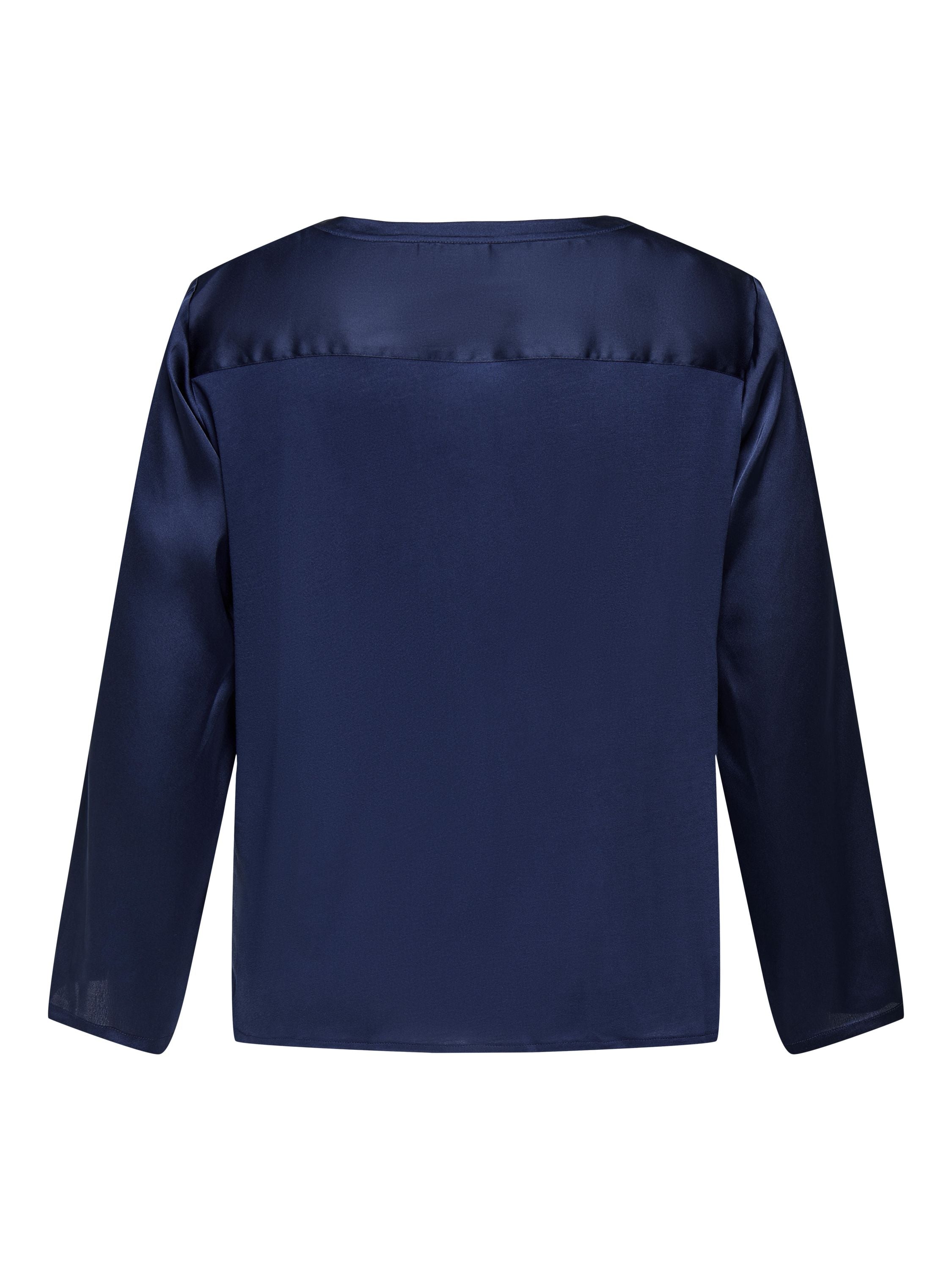 Bluse in Satin Optik - Naval Academy - Blau