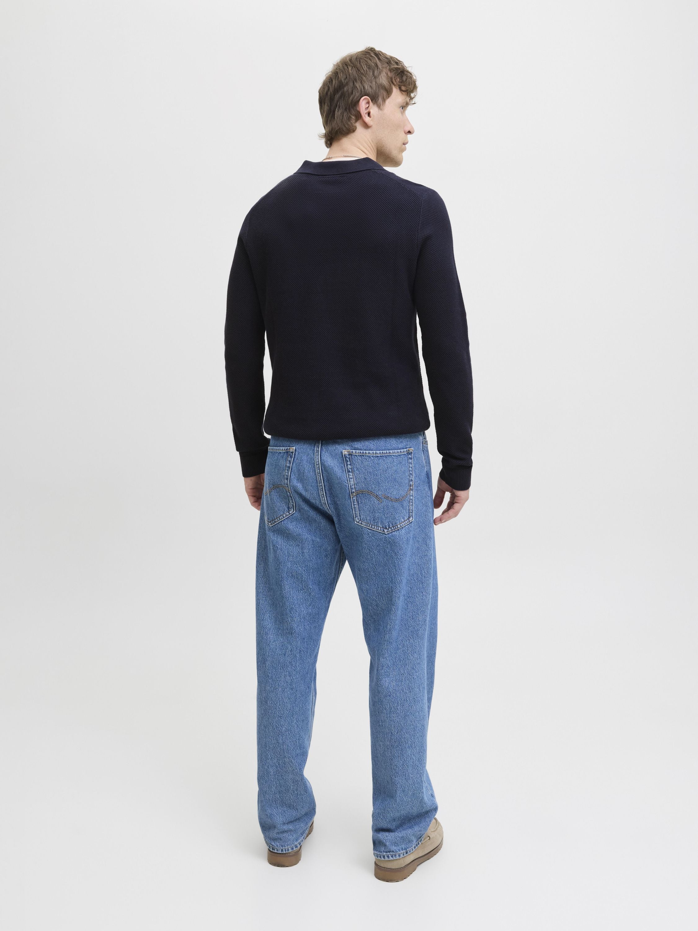 Strickpullover V-Neck - Night Sky - Blau