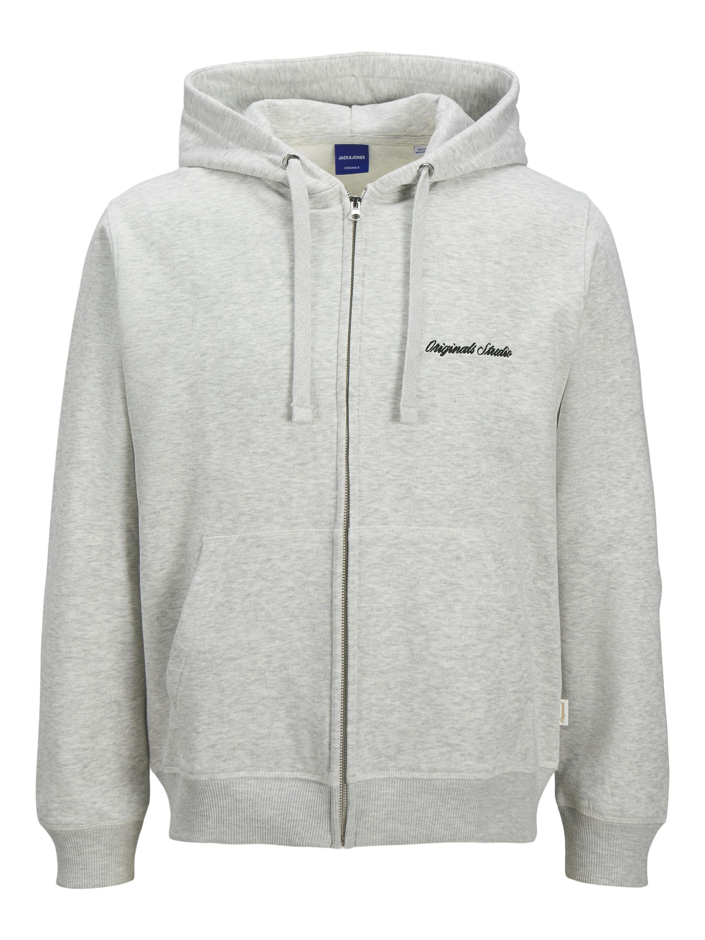 Sweatjacke - White Melange - Grau