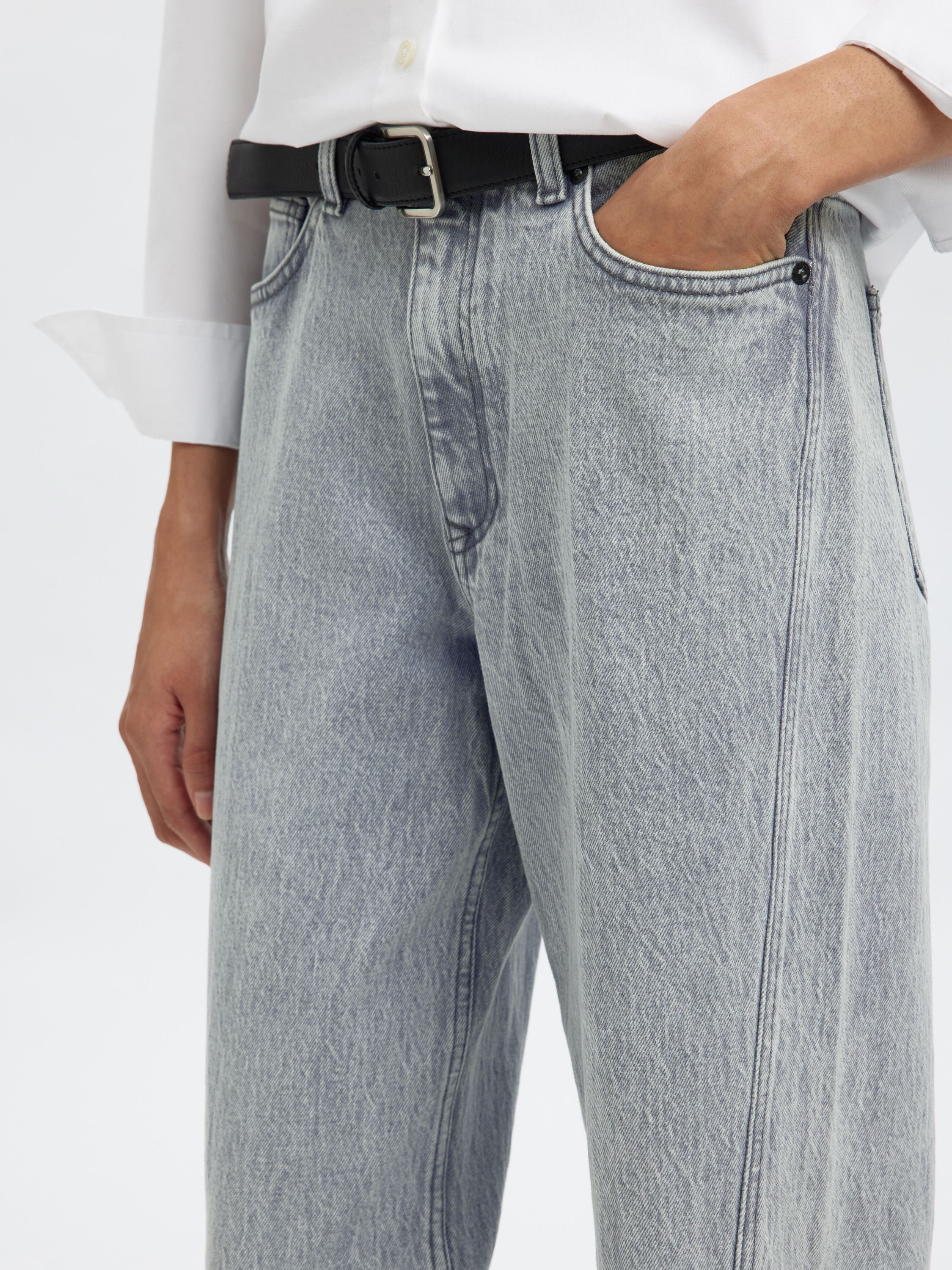 Jeans Wide Leg - Light Grey Denim/198 - Grau
