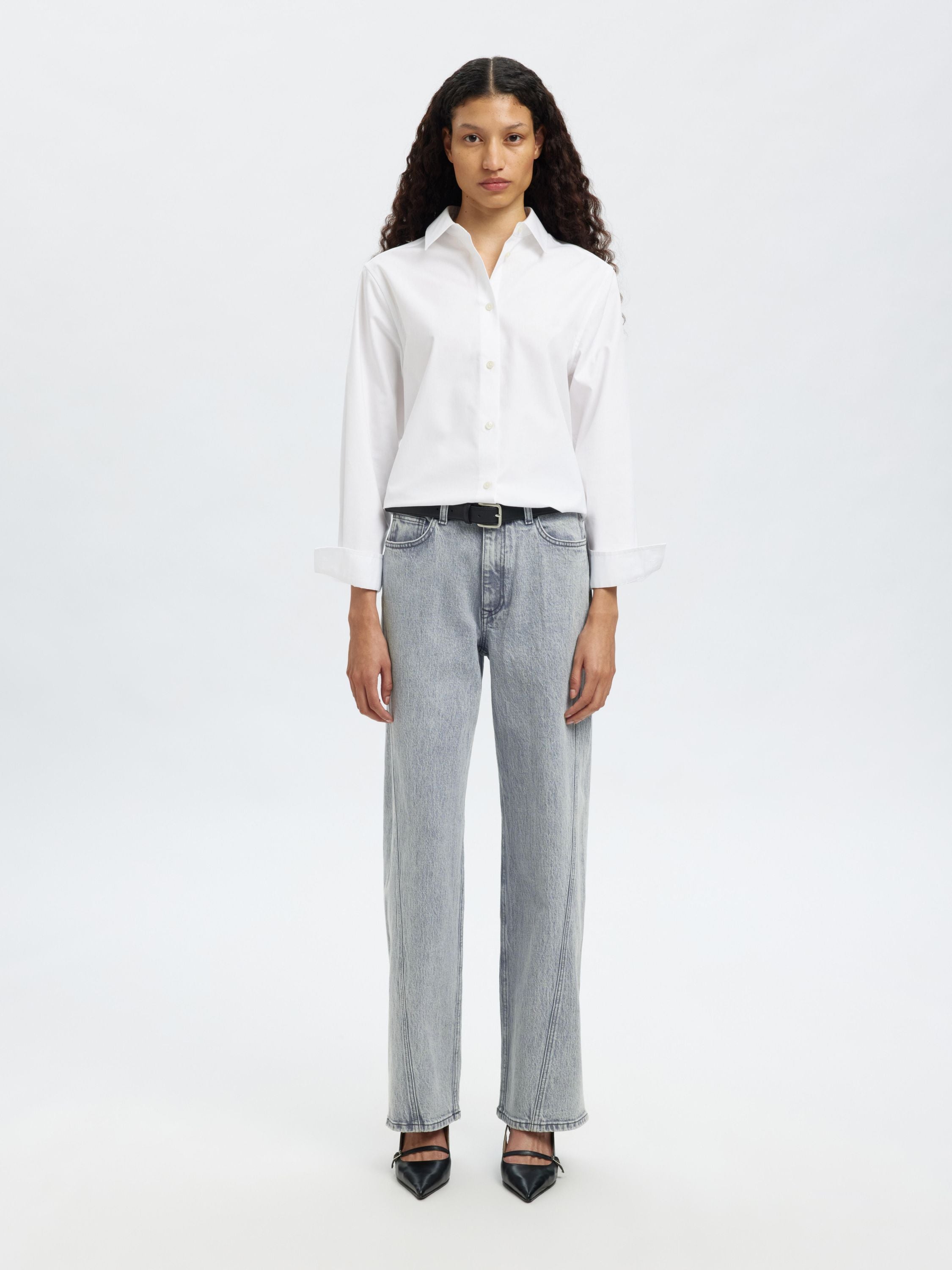 Jeans Wide Leg - Light Grey Denim/198 - Grau