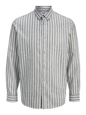 Leinenhemd Regular Fit - Vetiver/STRIPES - Grau