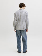 Leinenhemd Regular Fit - Vetiver/STRIPES - Grau