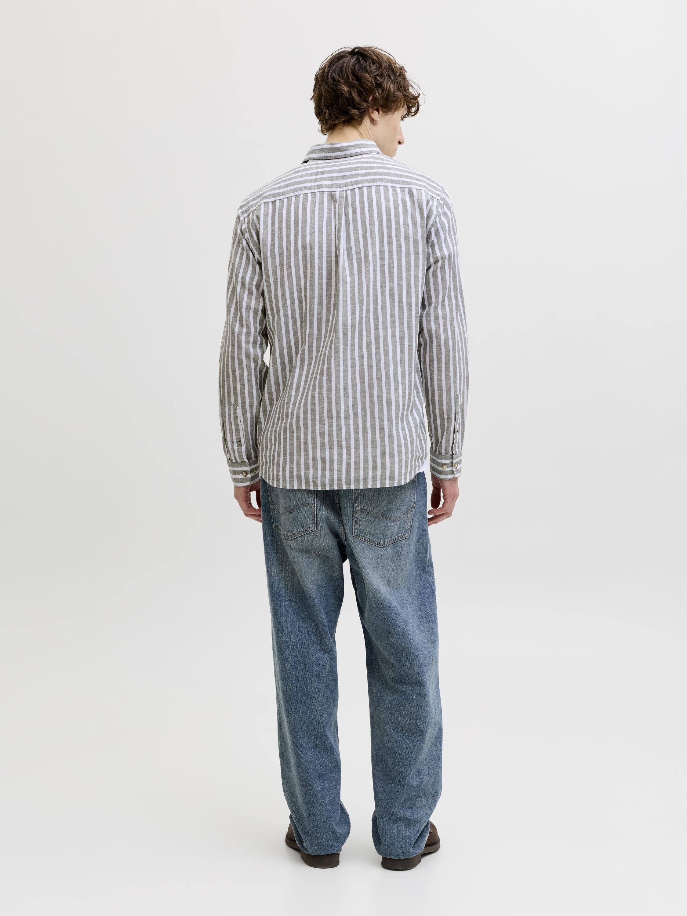 Leinenhemd Regular Fit - Vetiver/STRIPES - Grau
