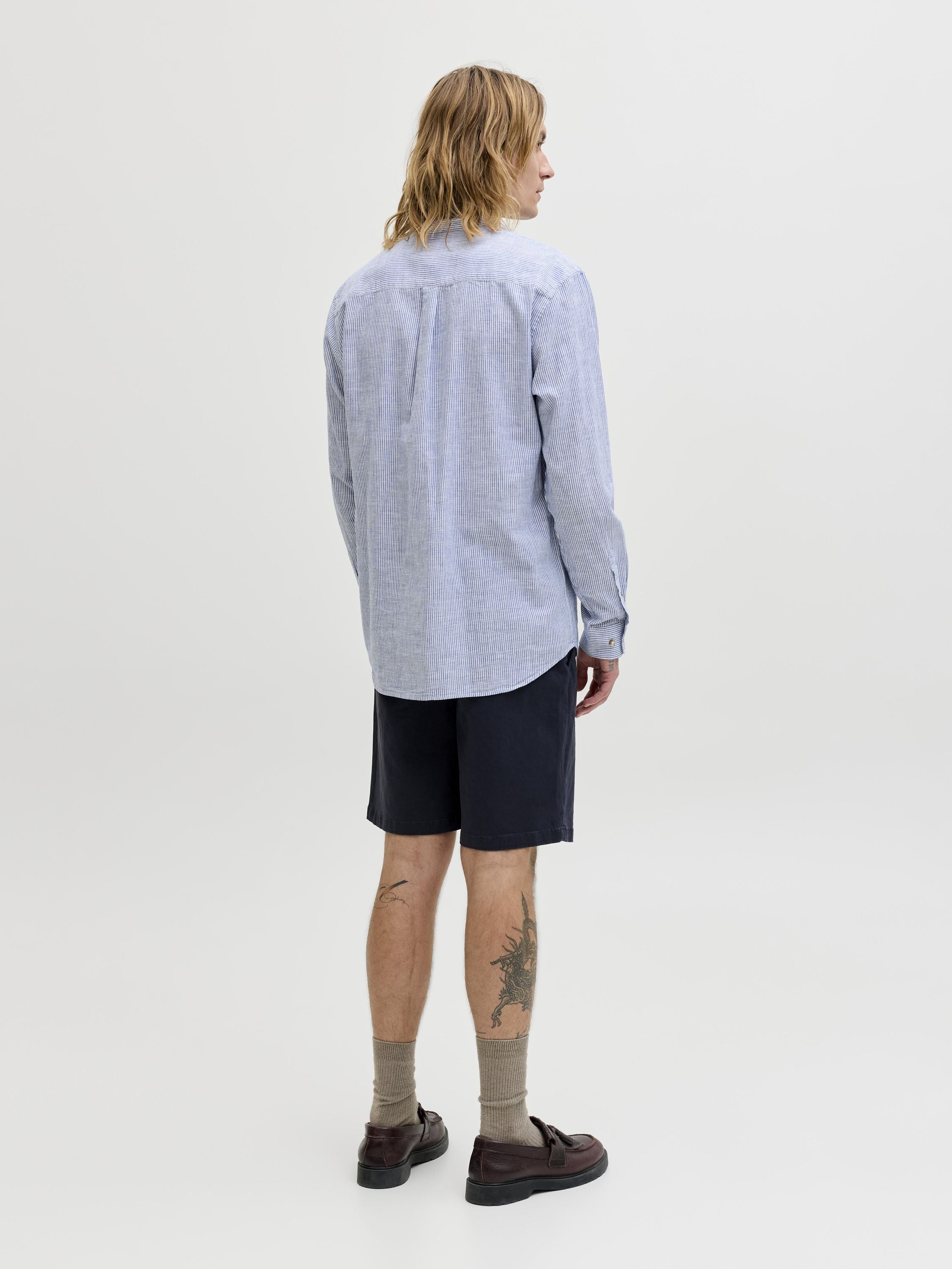 Leinenhemd Regular Fit - Infinity/STRIPES - Blau