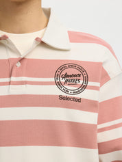 Langarmpoloshirt HOTEL AMOUR aus Bio-Baumwolle - Egret/Rose Dawn - Rot