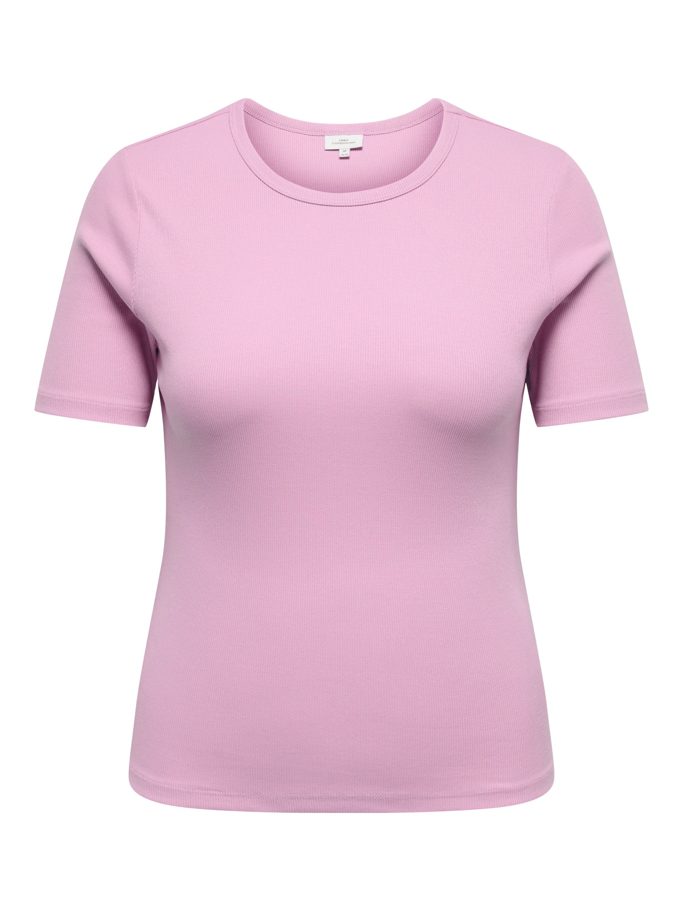 T-Shirt aus Rippstrick - Romance Rose - Rosa
