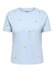 T-Shirt aus Baumwolle - Cashmere Blue/Lemon - Blau