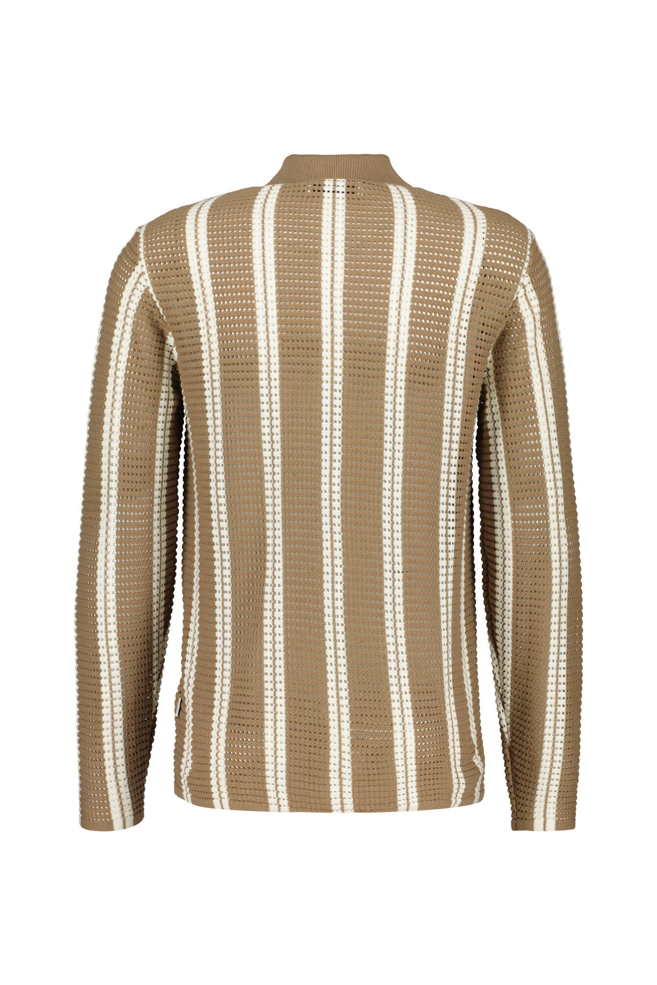 Strickjacke aus Lochstrick - 0059-Brown Stripe - Beige