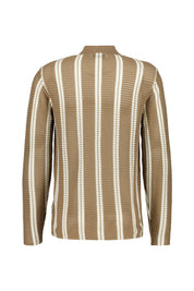 Strickjacke aus Lochstrick - 0059-Brown Stripe - Beige