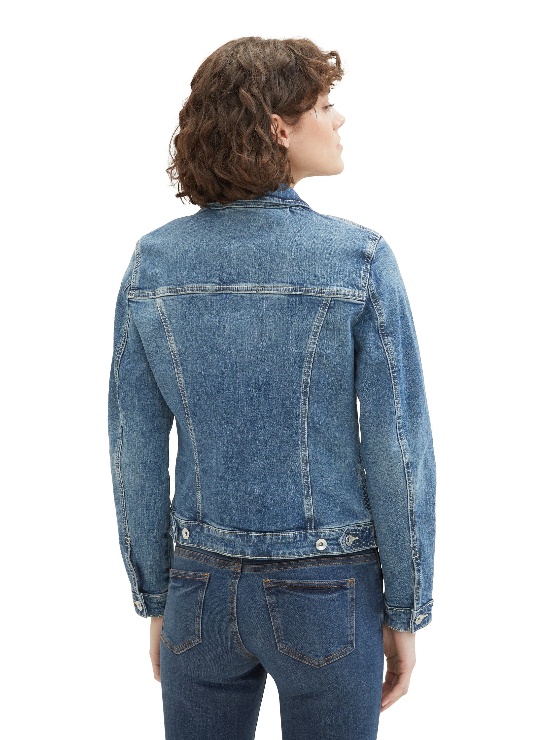 Jeansjacke aus recycelter Baumwolle - 10120-Used Dark Stone Blue Den - Blau
