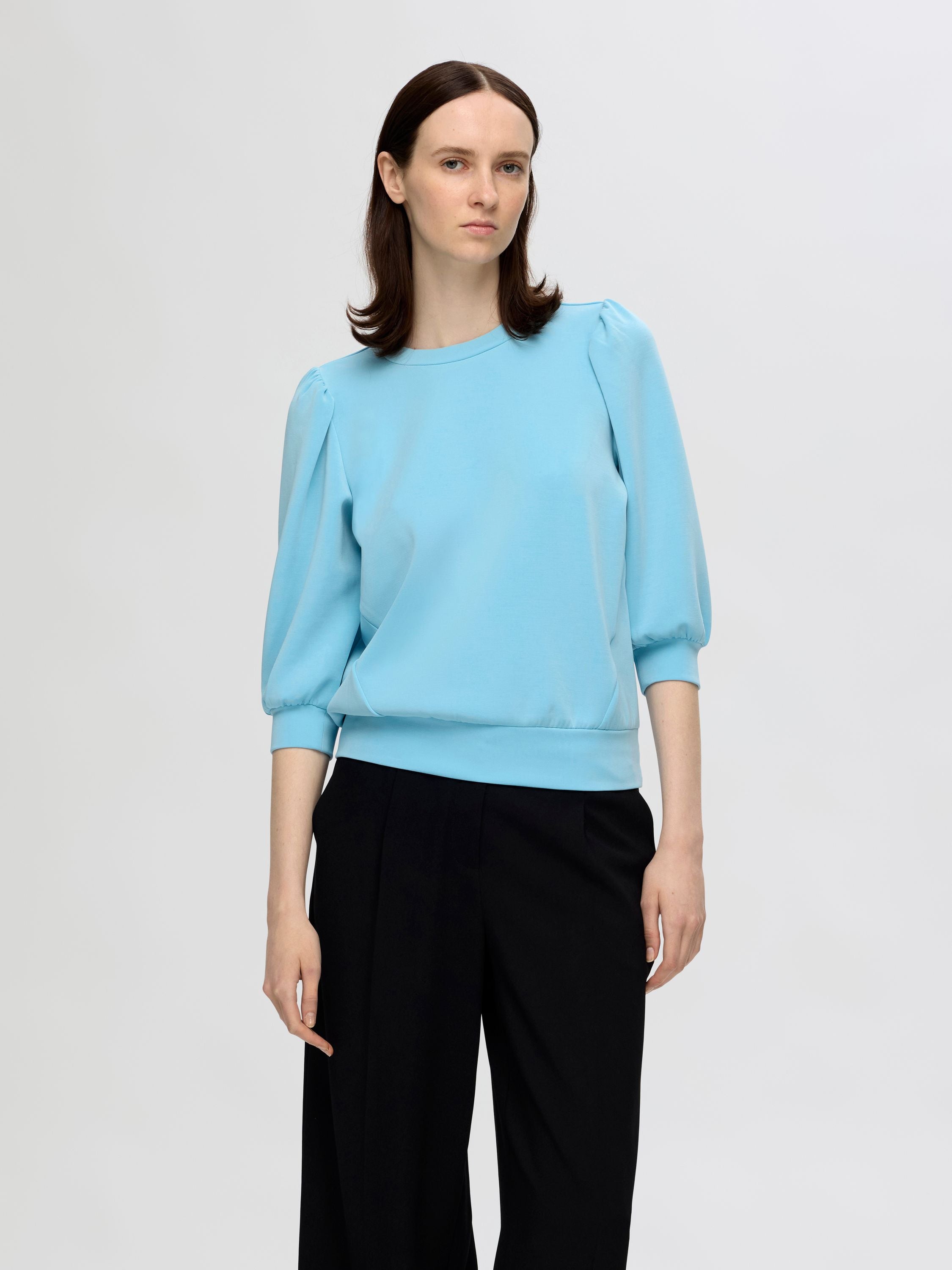 Sweatshirt mit Puffärmeln - Sky Blue - Blau