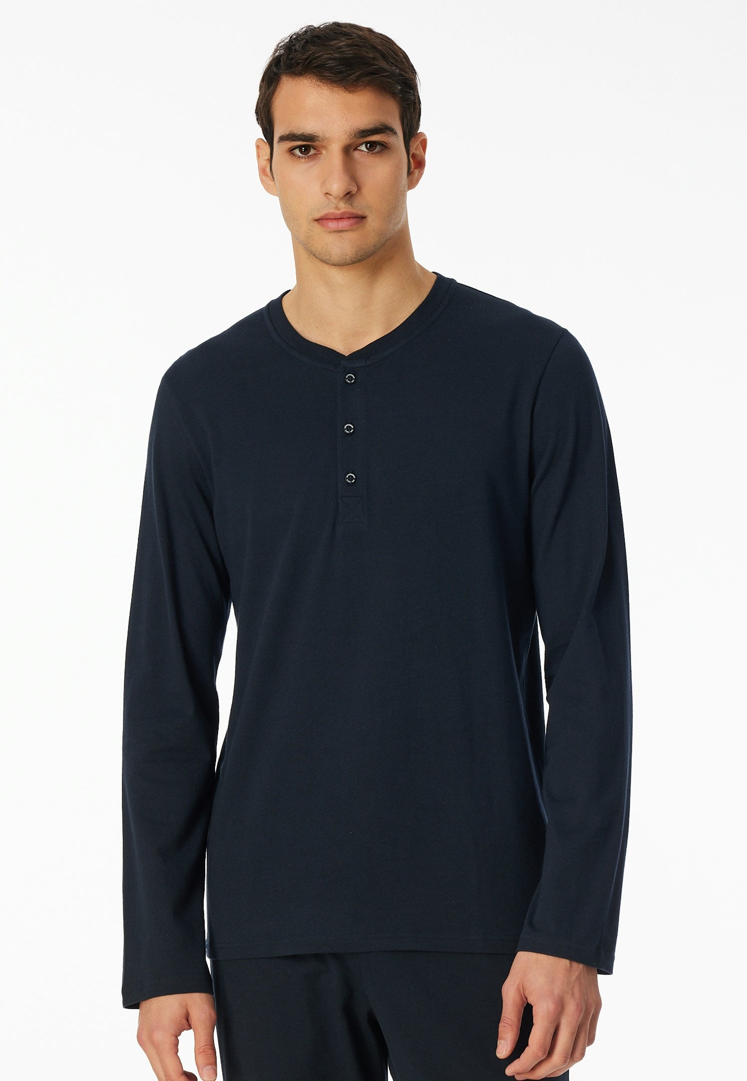 Langarmshirt aus Baumwolle - 804-nachtblau - Blau