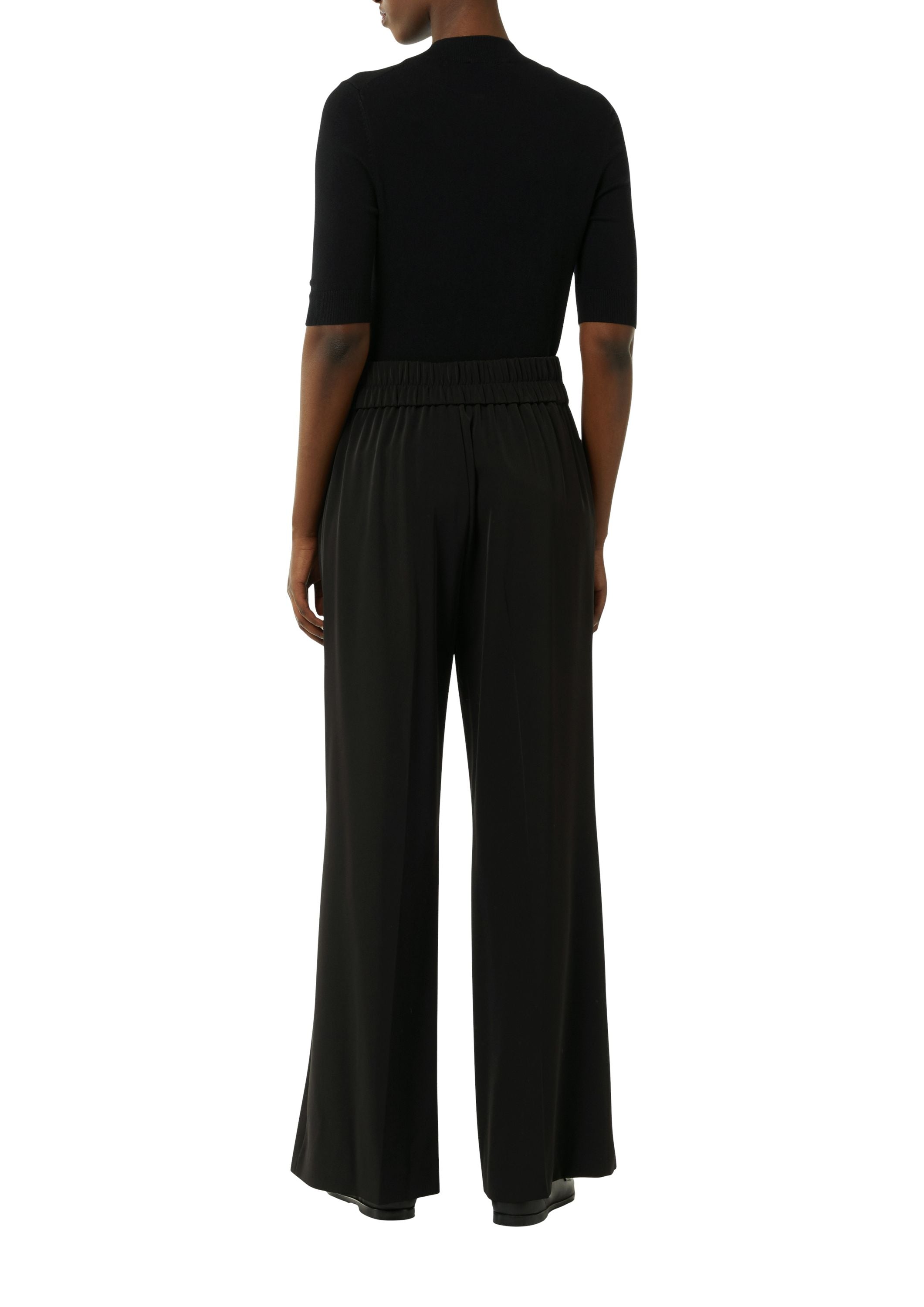 Marlenehose Wide Leg - 9999-GREY/BLACK - Schwarz