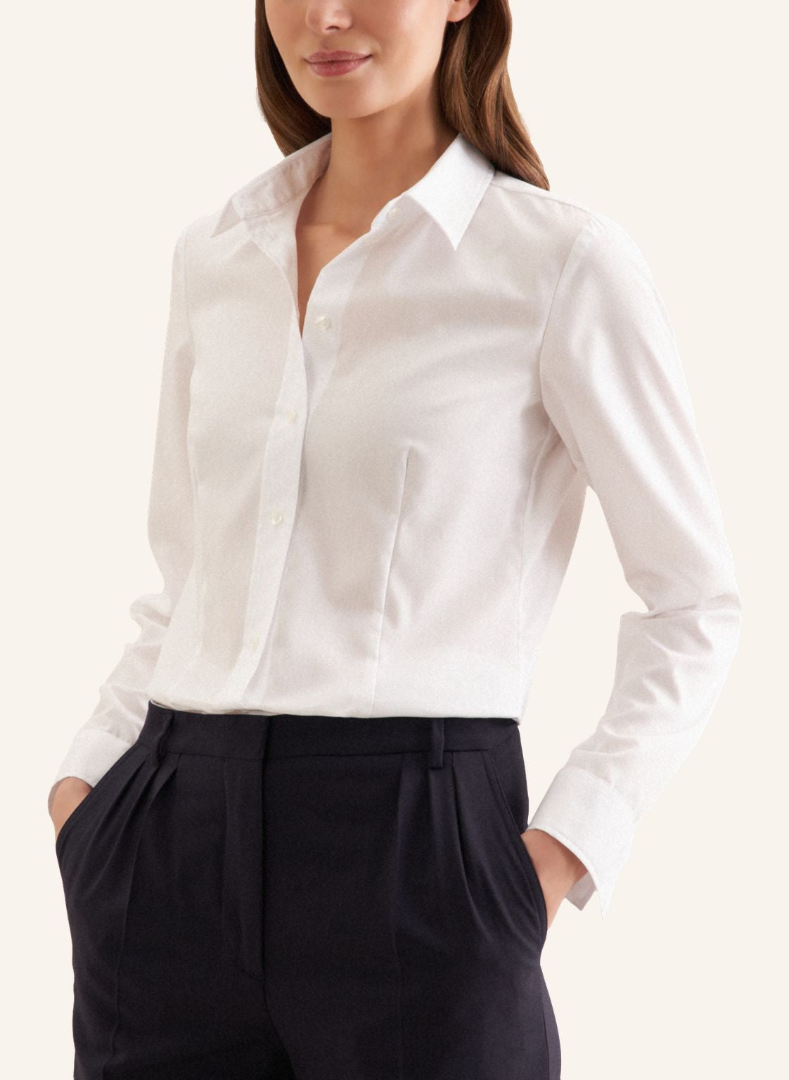 Hemdbluse aus Baumwolle - 01 - Weiß