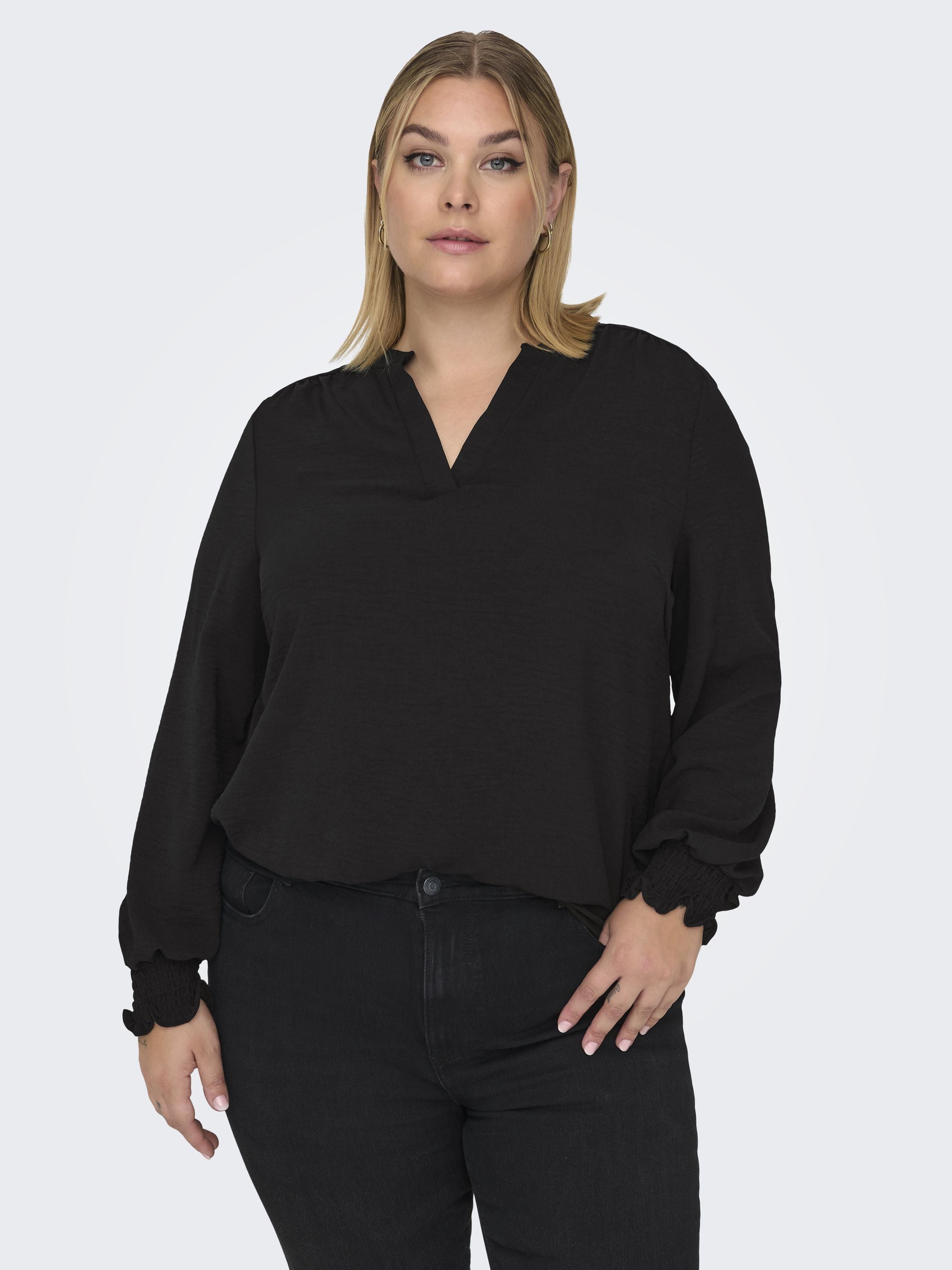 Bluse mit V-Ausschnitt - Black - Schwarz