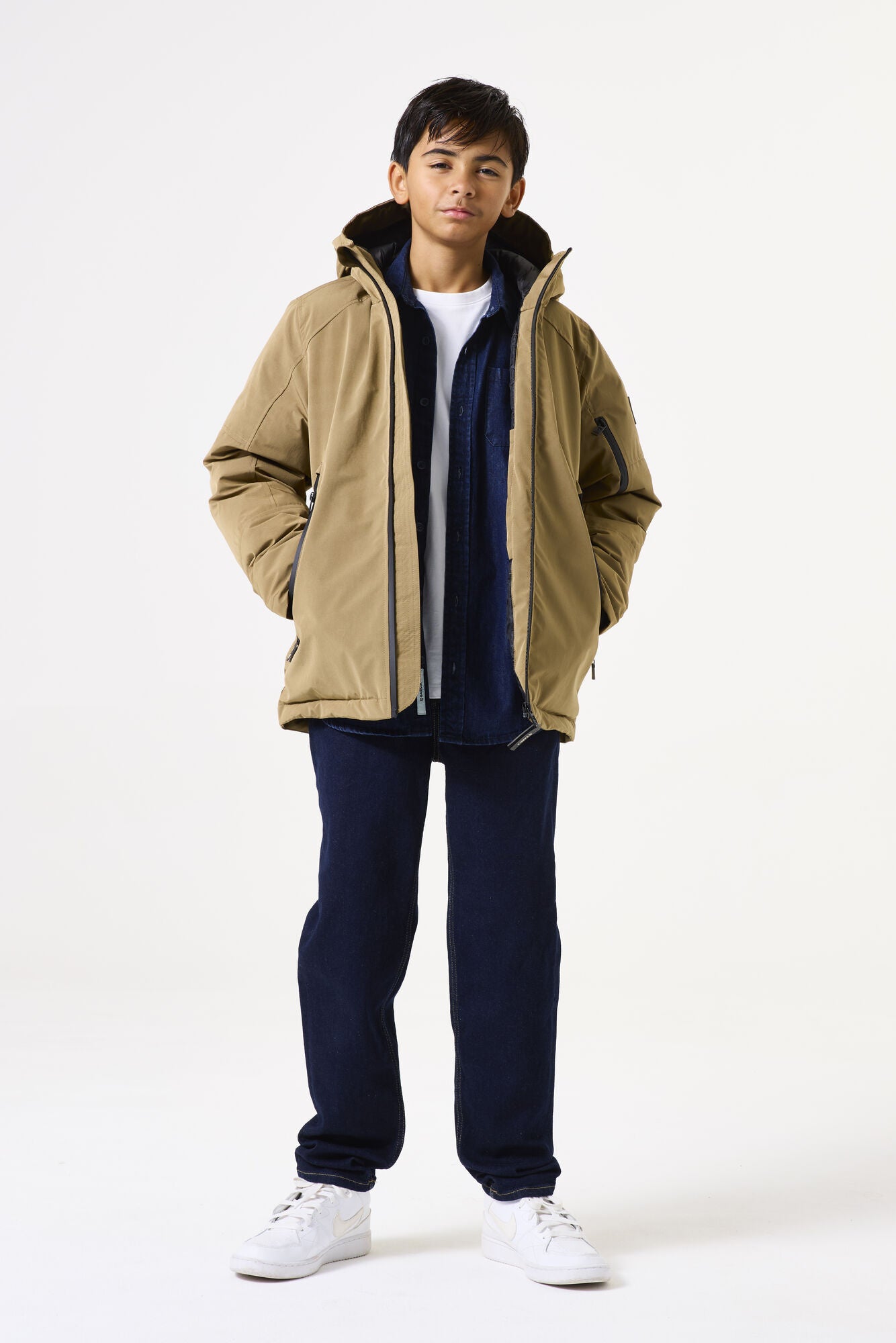 Übergangsjacke mit Kapuze - 4073-bronze green - Beige