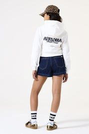 Jeansskort Mini aus Baumwolle - 8888-rinsed - Blau