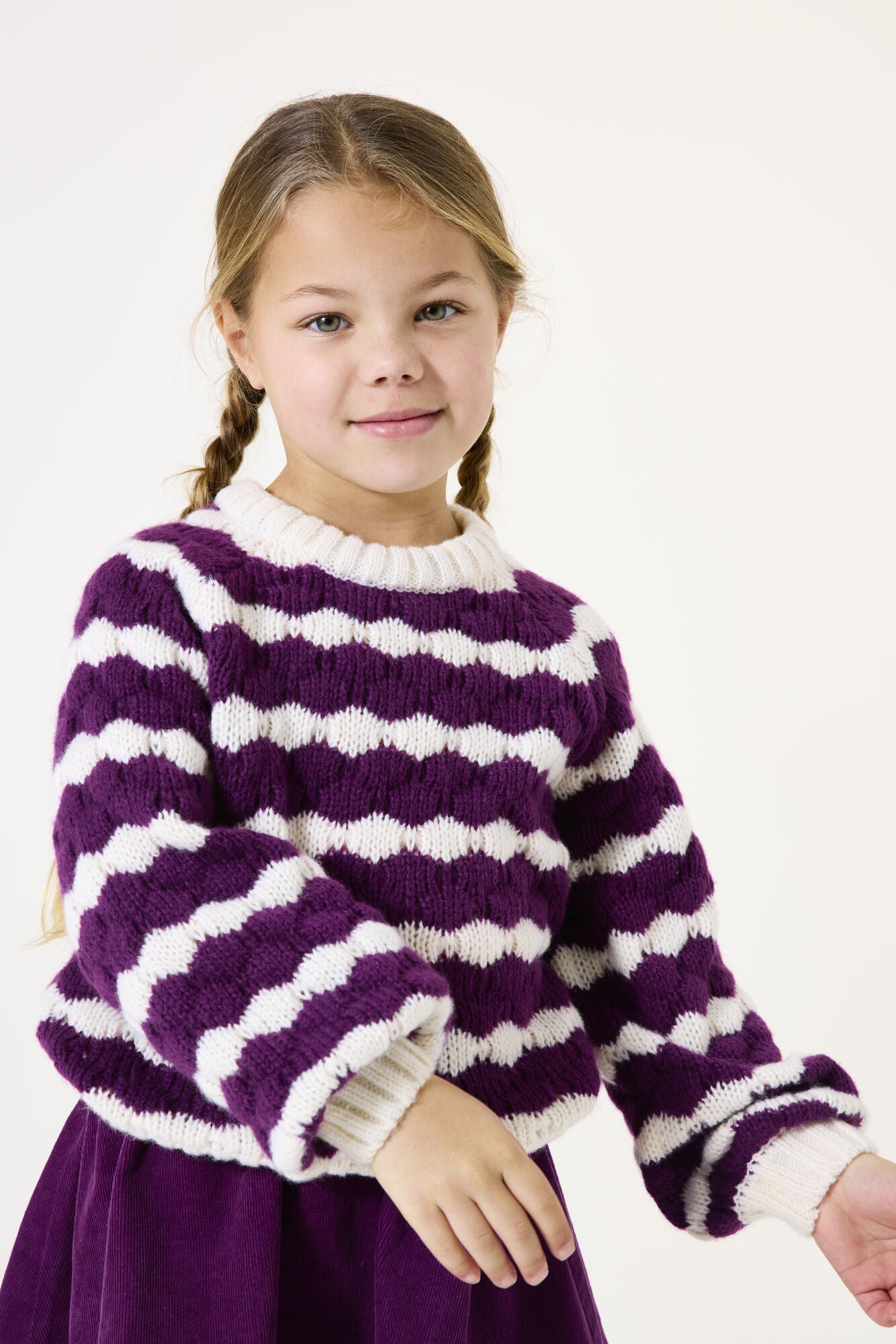 Strickpullover gestreift - 3988-plum purple - Violett